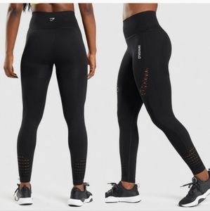 Gymshark Energy Seamless Crop Leggings Black Small EUC